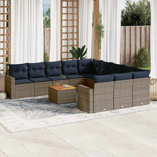 Sofasæt til Haven 12 Dele med Hynder Polyrattan Grå - hovedbillede