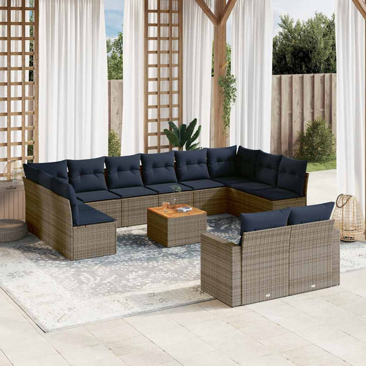 Sofasæt til Haven 13 Dele med Hynder Polyrattan Grå - hovedbillede