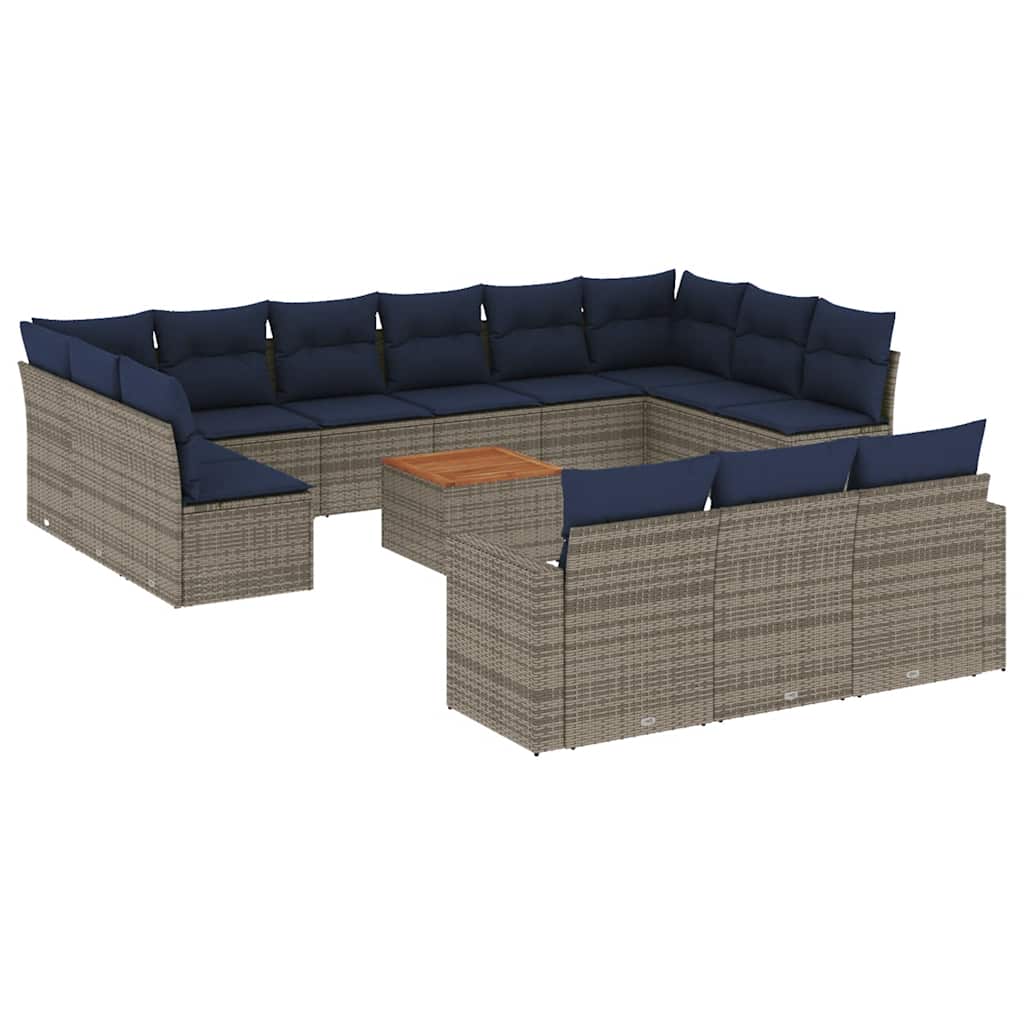 Sofasæt til Haven 14 Dele med Hynder Polyrattan Grå - billede 2
