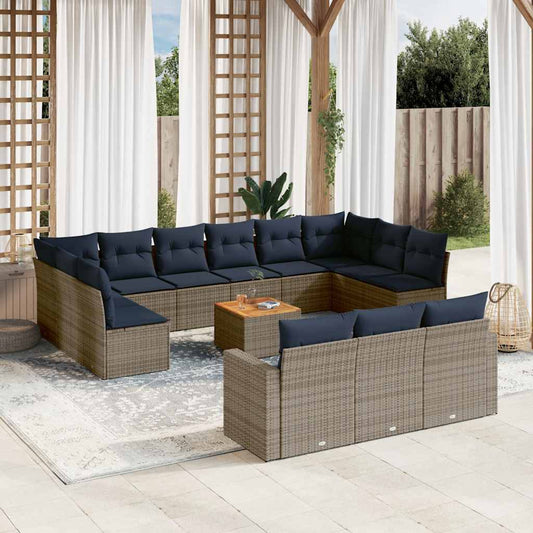 Sofasæt til Haven 14 Dele med Hynder Polyrattan Grå - hovedbillede