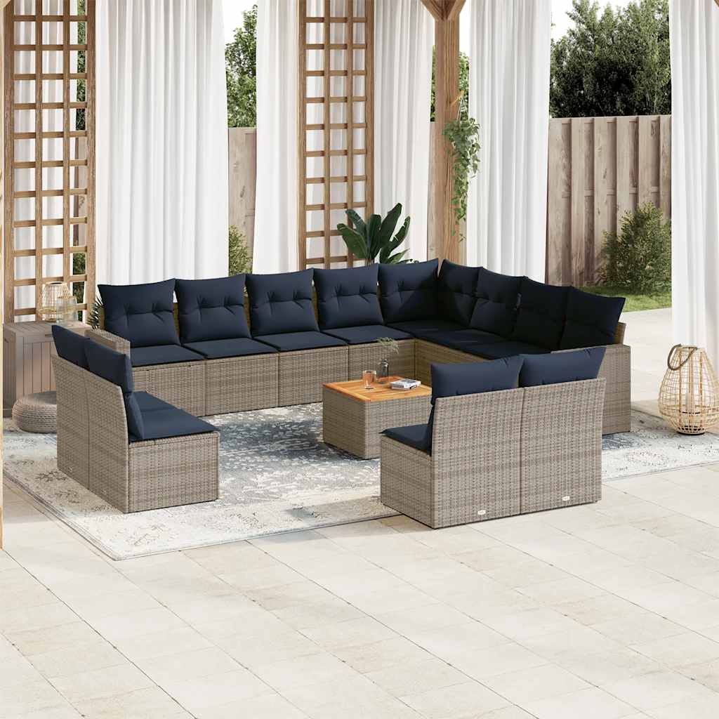 Sofasæt til Haven 13 Dele med Hynder Polyrattan Grå - hovedbillede