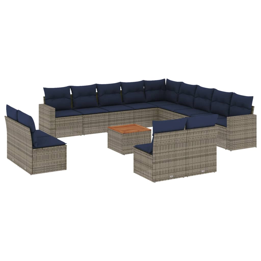 Sofasæt til Haven 14 Dele med Hynder Polyrattan Grå - billede 2