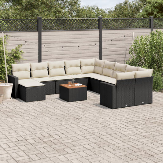 Sofasæt Til Haven 12 Dele Med Hynder Polyrattan Sort