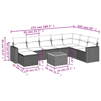 Sofasæt Til Haven 9 Dele Med Hynder Polyrattan - Billede 3