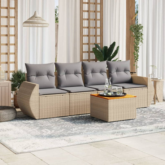 Sofasæt Til Haven 5 Dele Med Hynder Polyrattan Beige