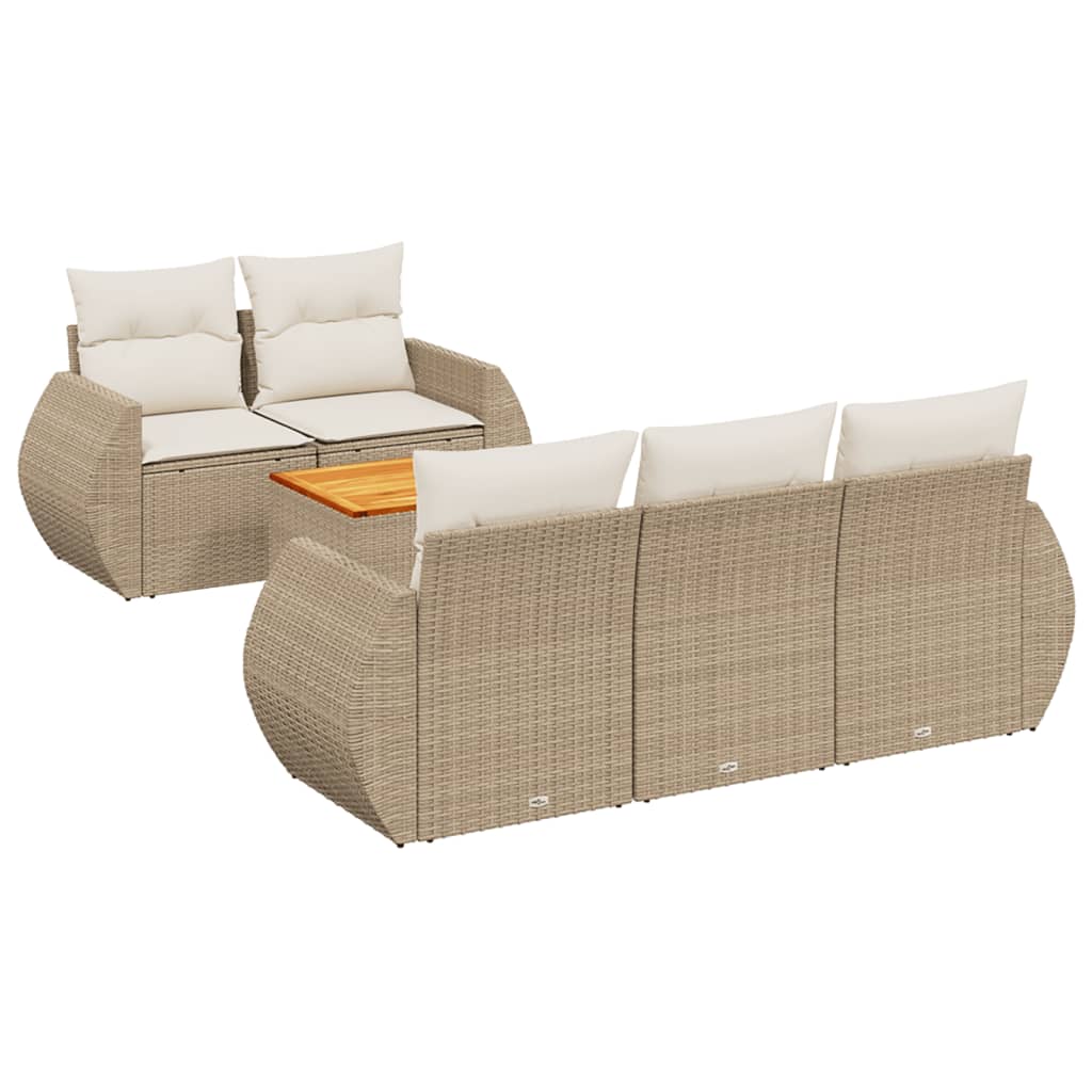 Sofasæt Til Haven 6 Dele Med Hynder Polyrattan - Billede 2
