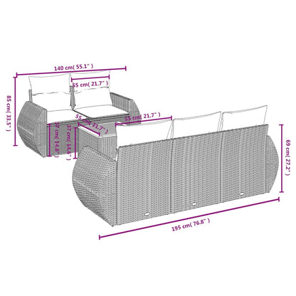 Sofasæt Til Haven 6 Dele Med Hynder Polyrattan - Billede 3
