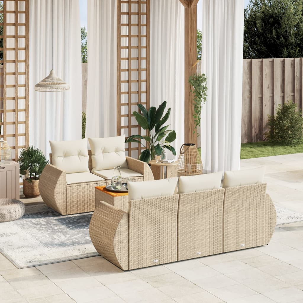 Sofasæt Til Haven 6 Dele Med Hynder Polyrattan - Hovedbillede