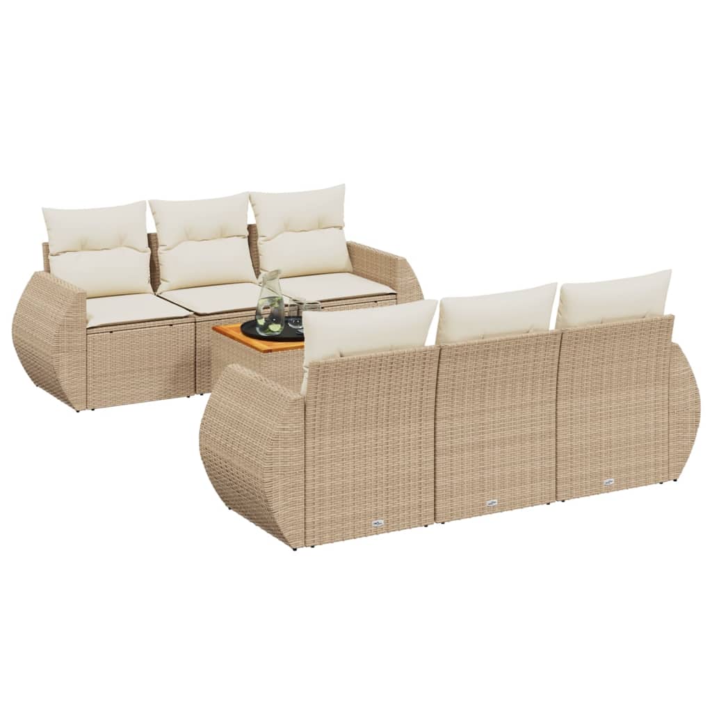 Sofasæt Til Haven 7 Dele Med Hynder Polyrattan - Billede 2