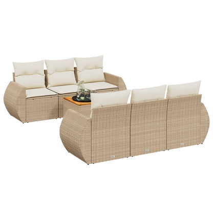 Sofasæt Til Haven 7 Dele Med Hynder Polyrattan - Billede 2