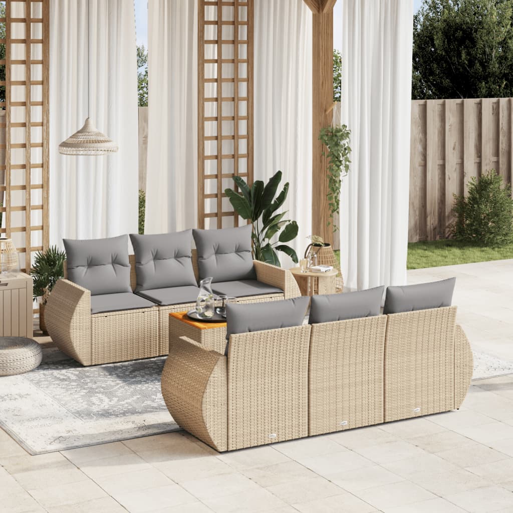 Sofasæt Til Haven 7 Dele Med Hynder Polyrattan - Variant 3257228