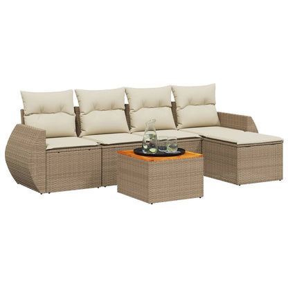 Sofasæt Til Haven 6 Dele Med Hynder Polyrattan - Billede 2