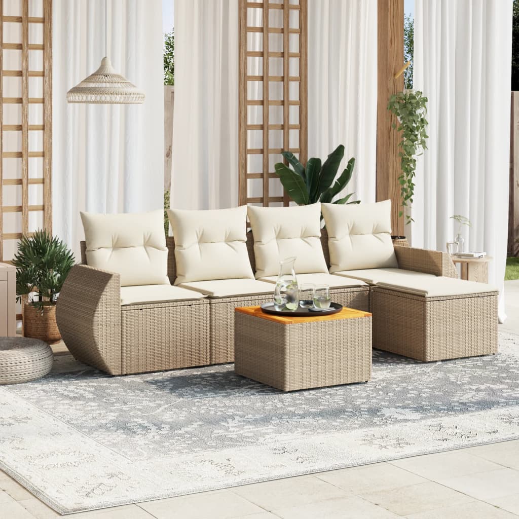 Sofasæt Til Haven 6 Dele Med Hynder Polyrattan - Hovedbillede