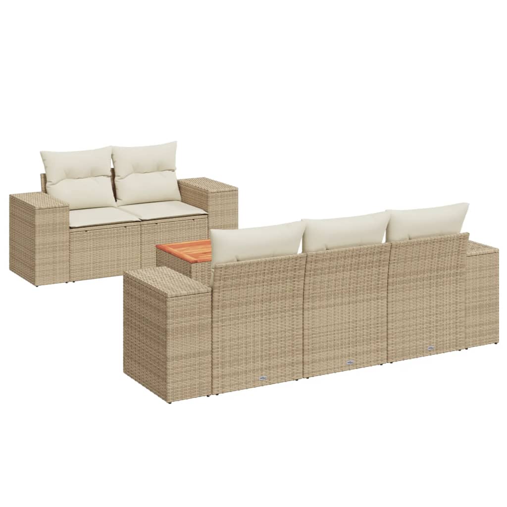 Sofasæt Til Haven 6 Dele Med Hynder Polyrattan - Billede 2