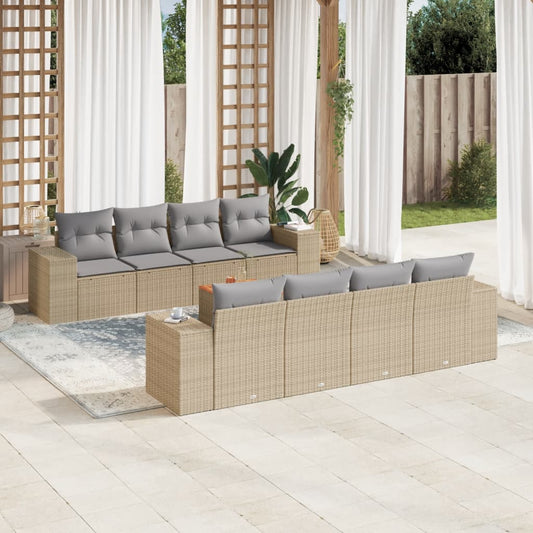 Sofasæt Til Haven 9 Dele Med Hynder Polyrattan Beige