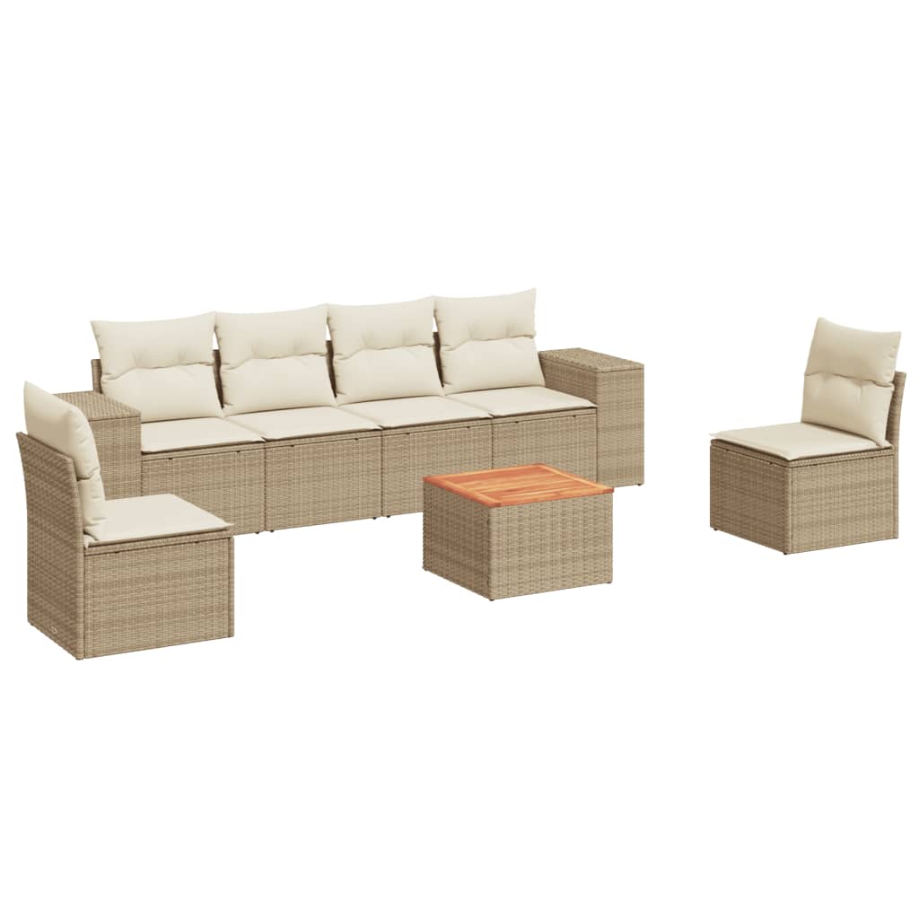 Sofasæt Til Haven 7 Dele Med Hynder Polyrattan - Billede 2