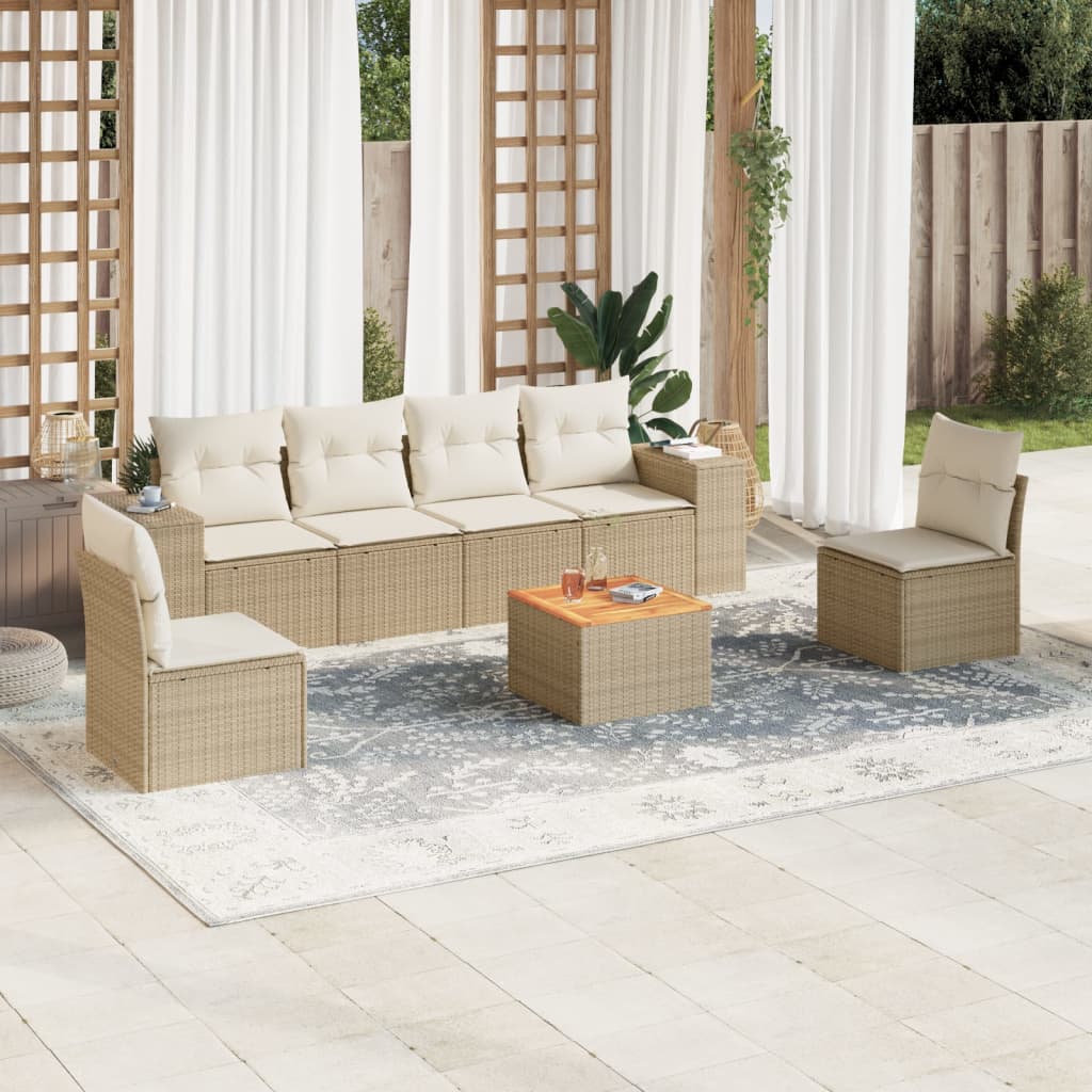Sofasæt Til Haven 7 Dele Med Hynder Polyrattan - Hovedbillede