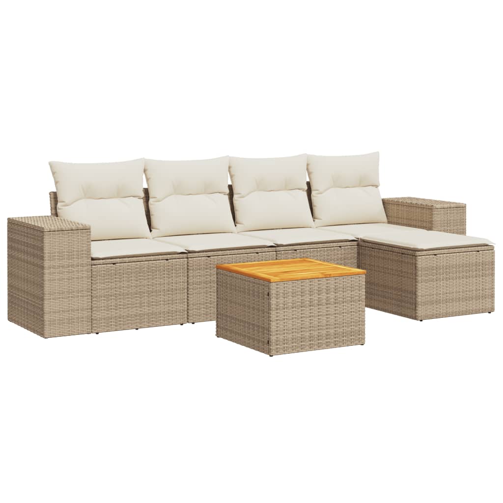 Sofasæt Til Haven 6 Dele Med Hynder Polyrattan - Billede 2