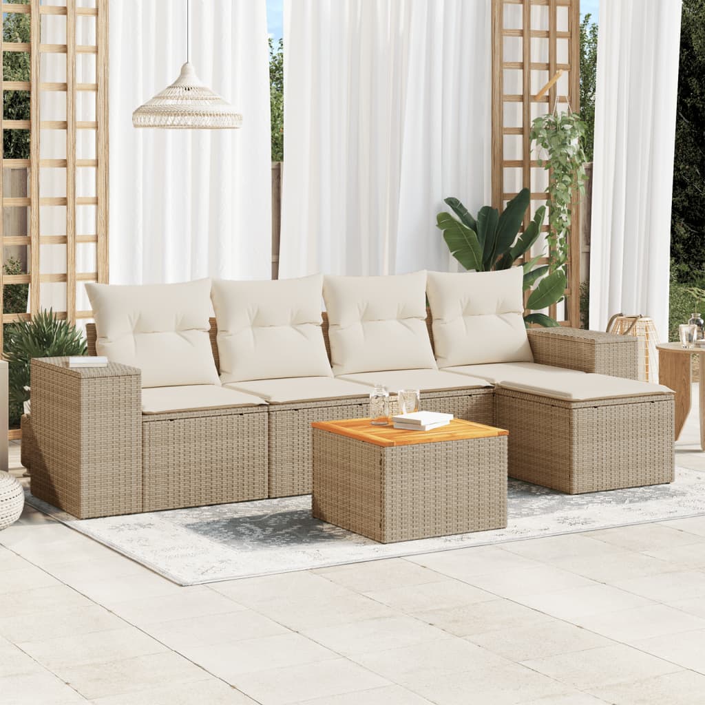 Sofasæt Til Haven 6 Dele Med Hynder Polyrattan - Hovedbillede