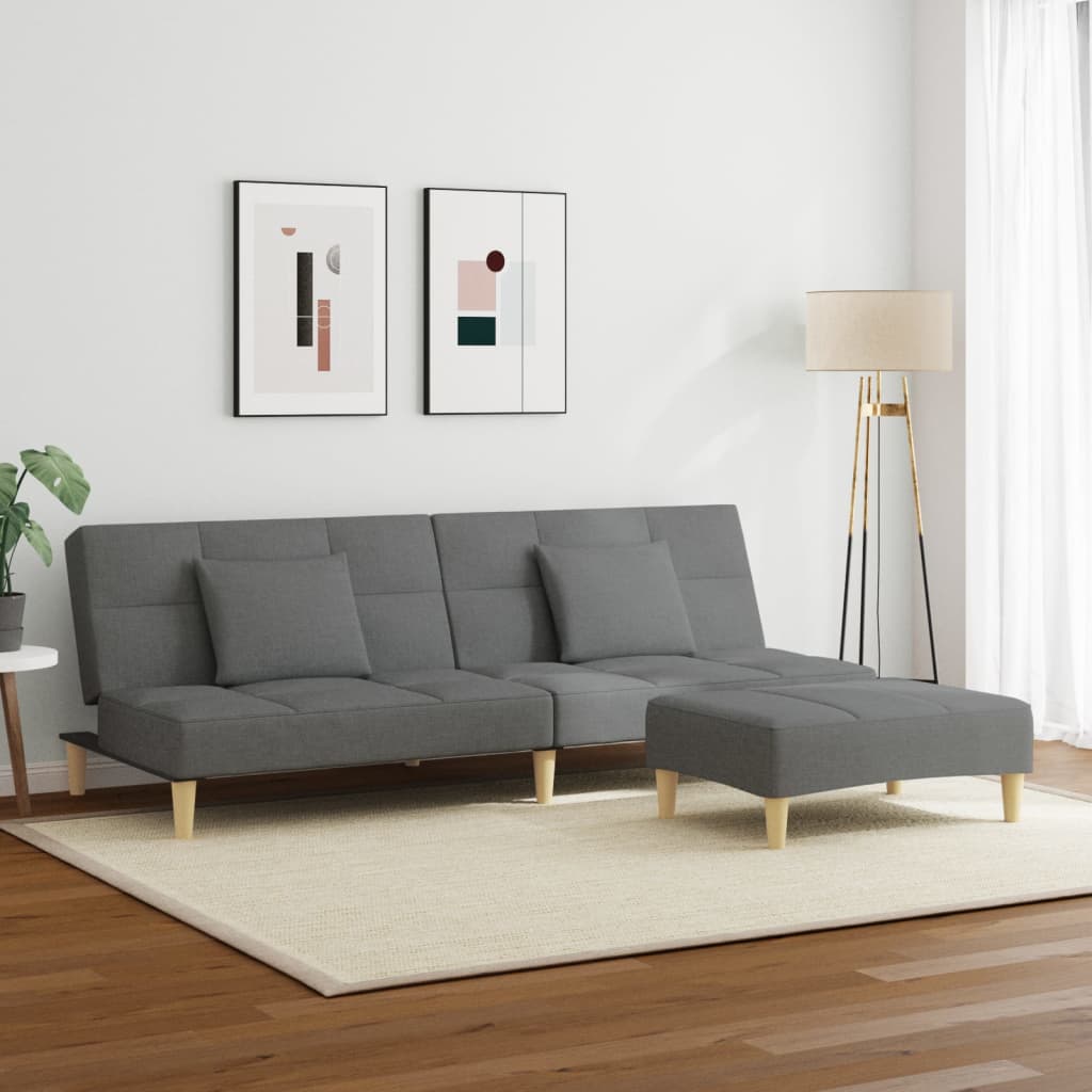 2-Personers Sovesofa Med Fodskammel Stof