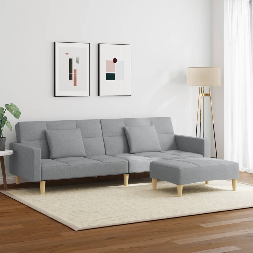 2-Personers Sovesofa Med Fodskammel Stof