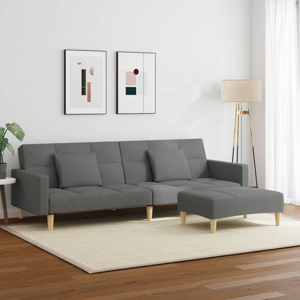 2-Personers Sovesofa Med Fodskammel Stof
