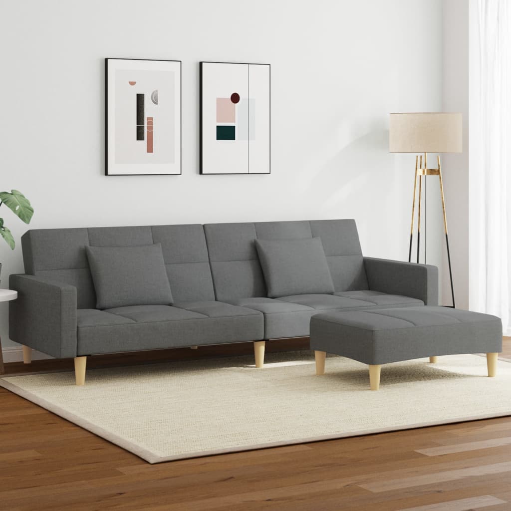 2-Personers Sovesofa Med Fodskammel Stof