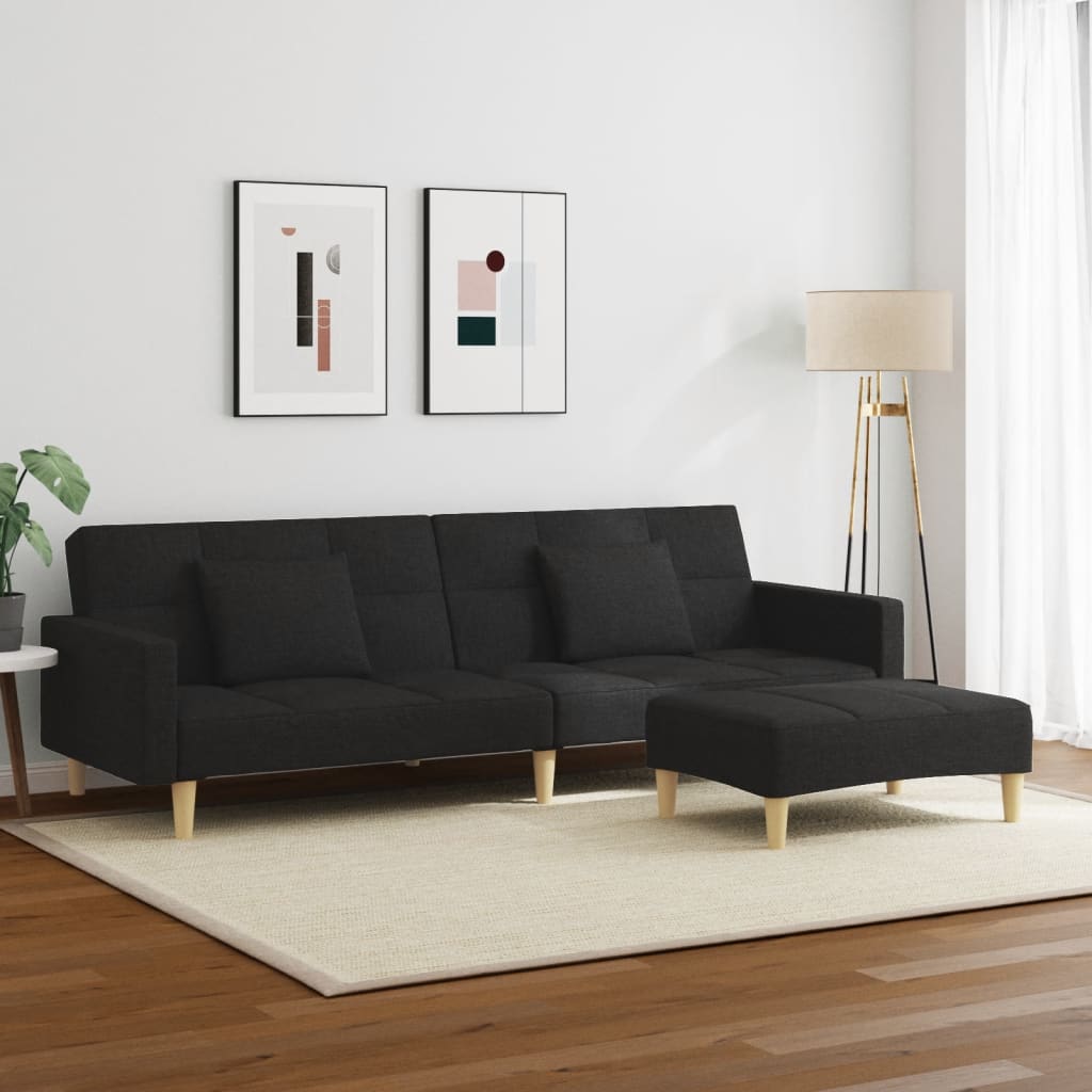 2-Personers Sovesofa Med Fodskammel Stof