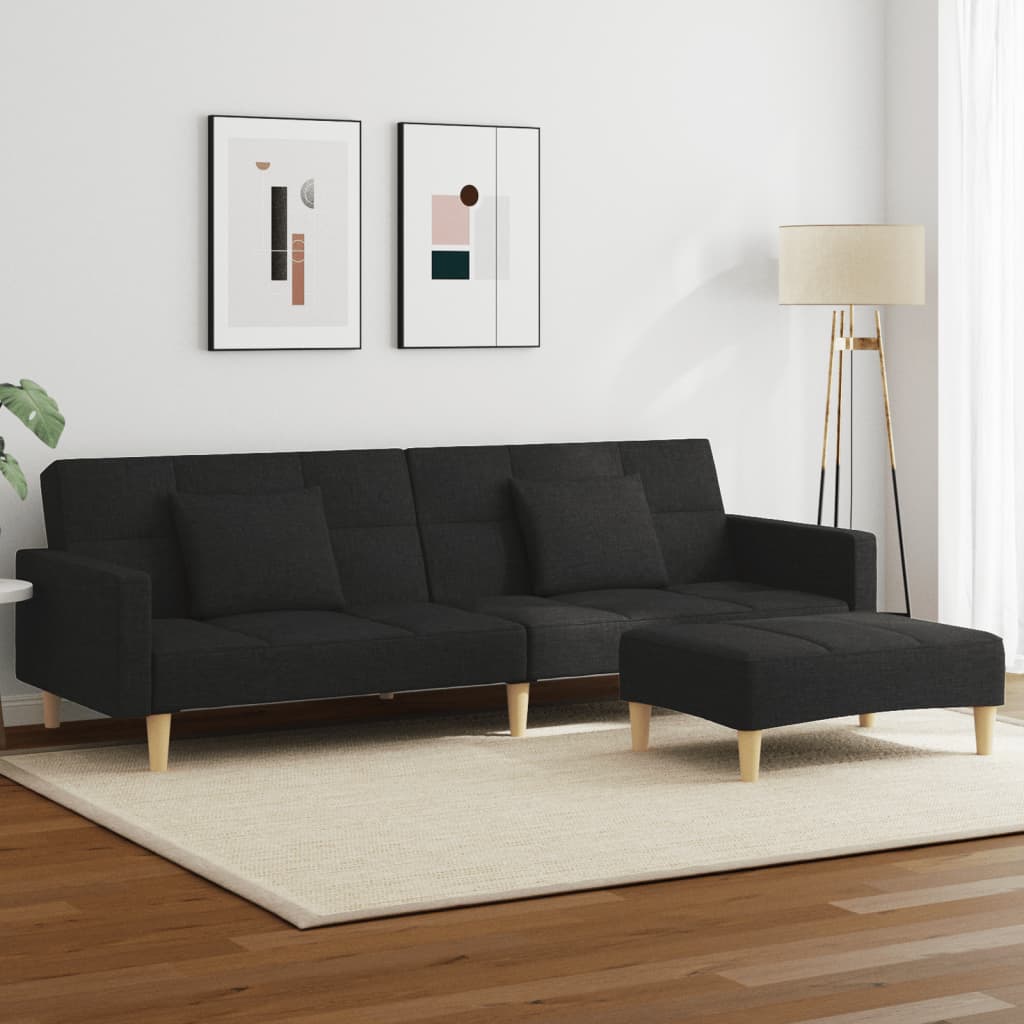 2-Personers Sovesofa Med Fodskammel Stof