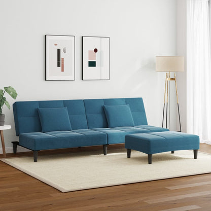 2-Personers Sovesofa Med Fodskammel Velour