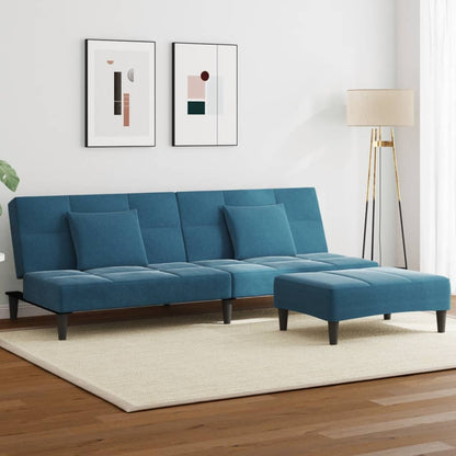 2-Personers Sovesofa Med Fodskammel Velour