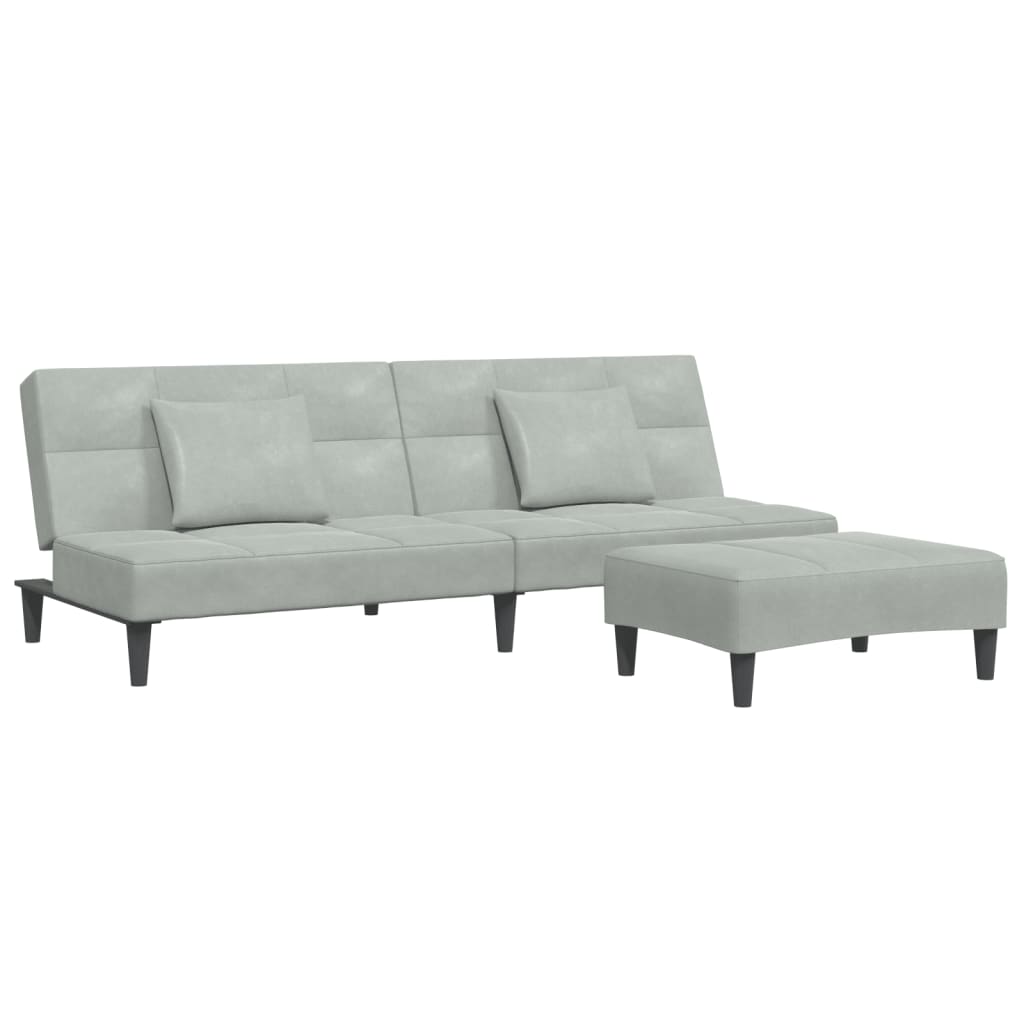 2-Personers Sovesofa Med Fodskammel Velour
