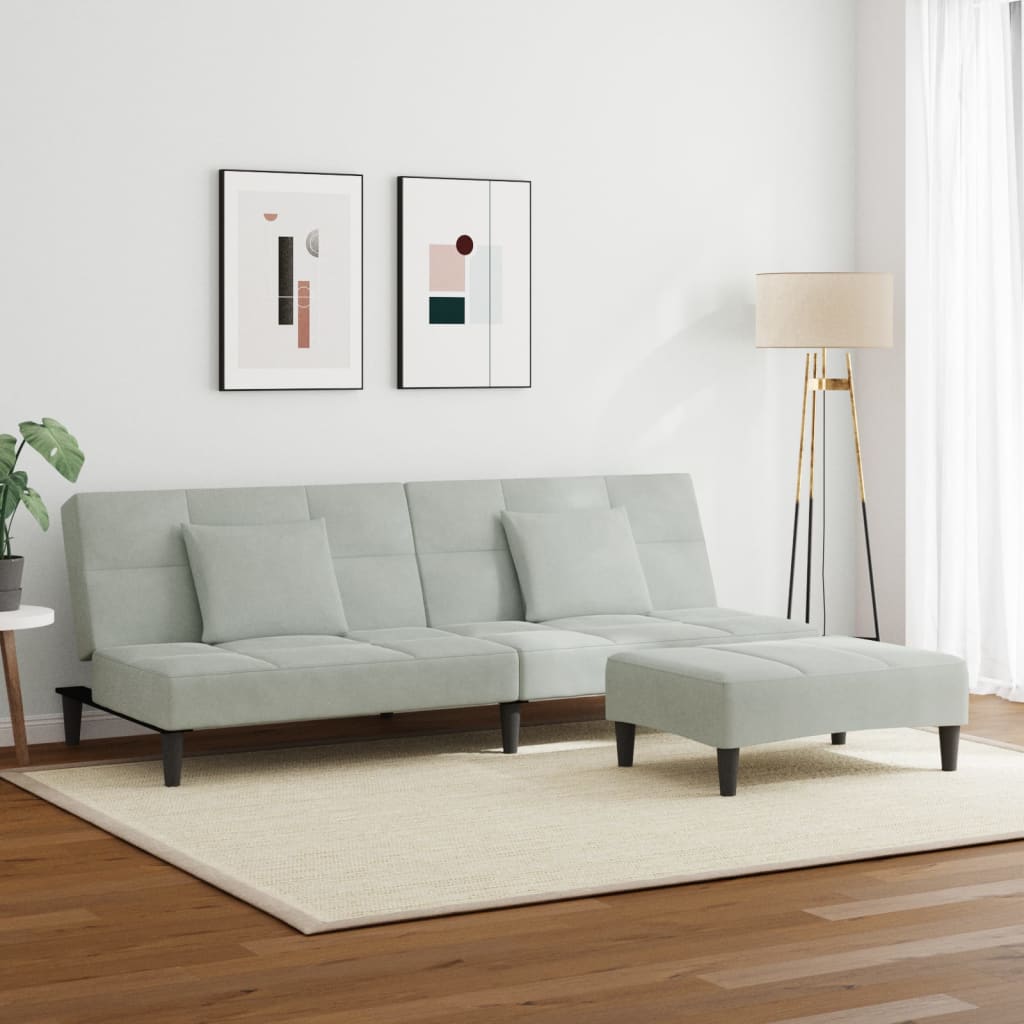 2-Personers Sovesofa Med Fodskammel Velour