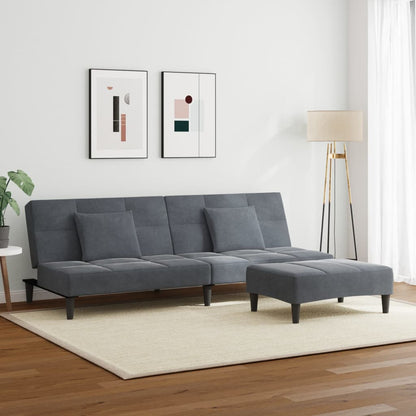 2-Personers Sovesofa Med Fodskammel Velour