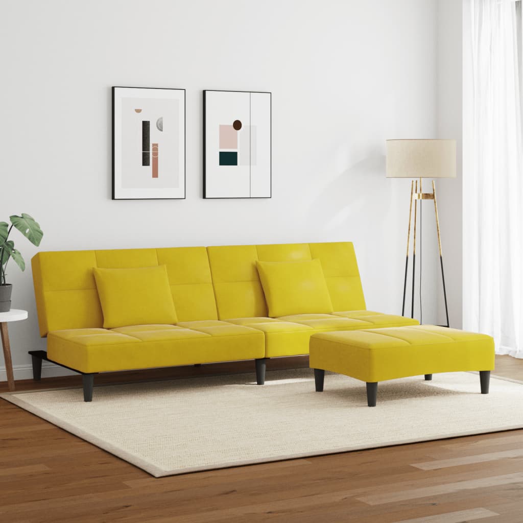 2-Personers Sovesofa Med Fodskammel Velour