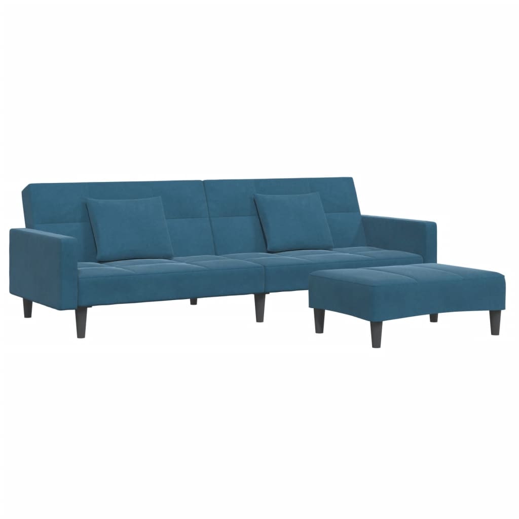 2-Personers Sovesofa Med Fodskammel Velour