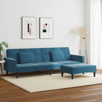 2-Personers Sovesofa Med Fodskammel Velour