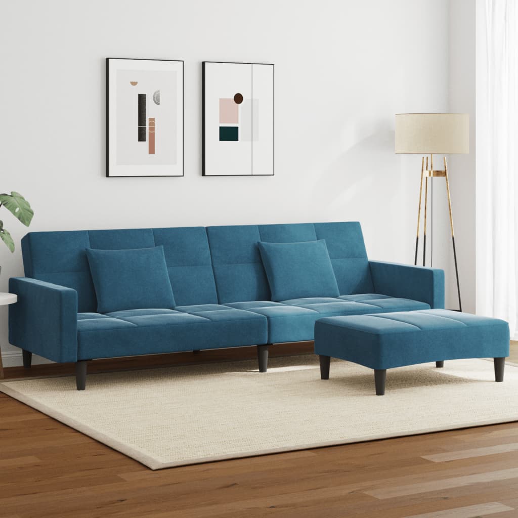 2-Personers Sovesofa Med Fodskammel Velour
