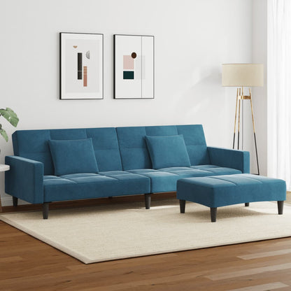2-Personers Sovesofa Med Fodskammel Velour