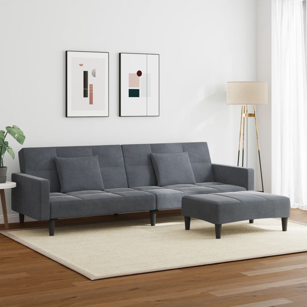 2-Personers Sovesofa Med Fodskammel Velour