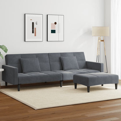2-Personers Sovesofa Med Fodskammel Velour