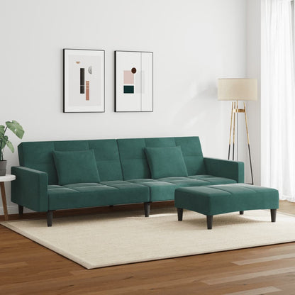2-Personers Sovesofa Med Fodskammel Velour