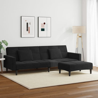 2-Personers Sovesofa Med Fodskammel Velour