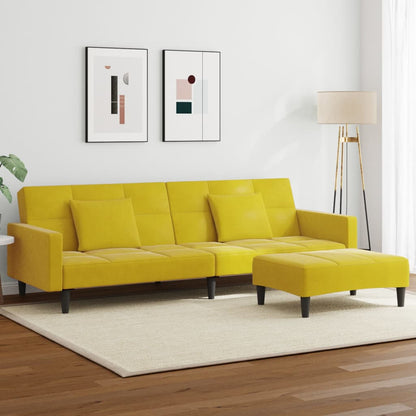 2-Personers Sovesofa Med Fodskammel Velour