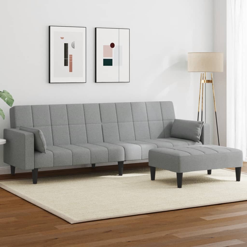 2-Personers Sovesofa Med Fodskammel Stof