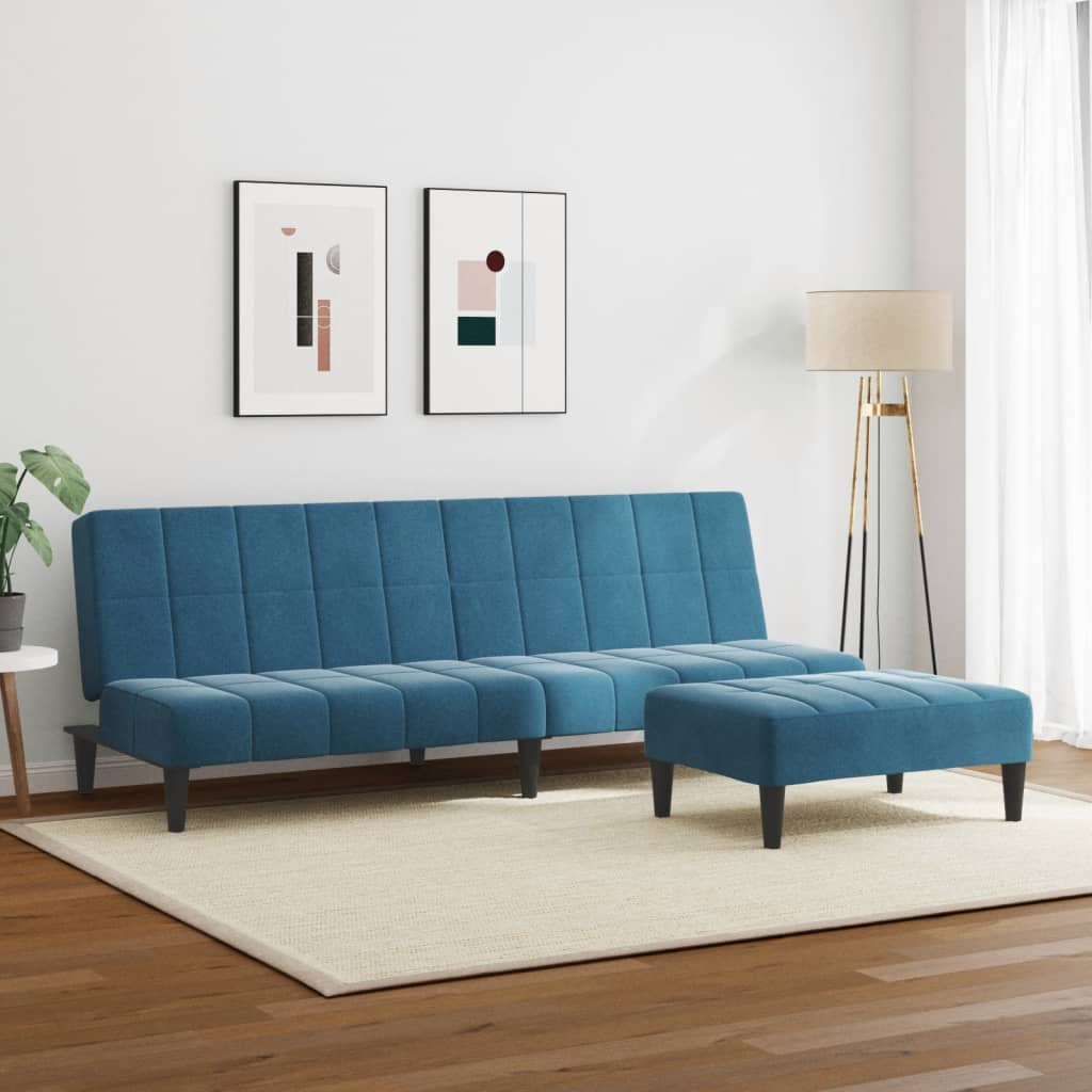 2-Personers Sovesofa Med Fodskammel Velour