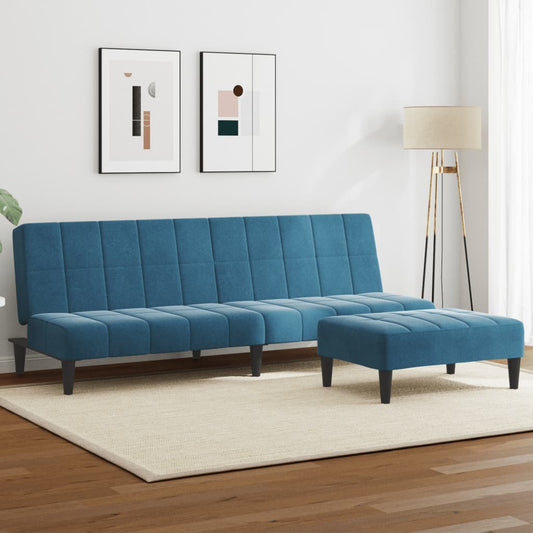 2-Personers Sovesofa Med Fodskammel Velour