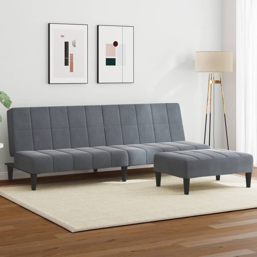 2-Personers Sovesofa Med Fodskammel Velour