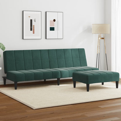 2-Personers Sovesofa Med Fodskammel Velour