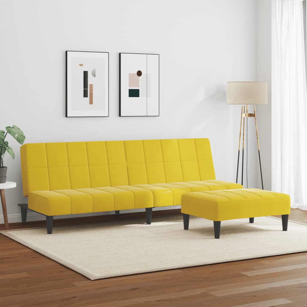 2-Personers Sovesofa Med Fodskammel Velour